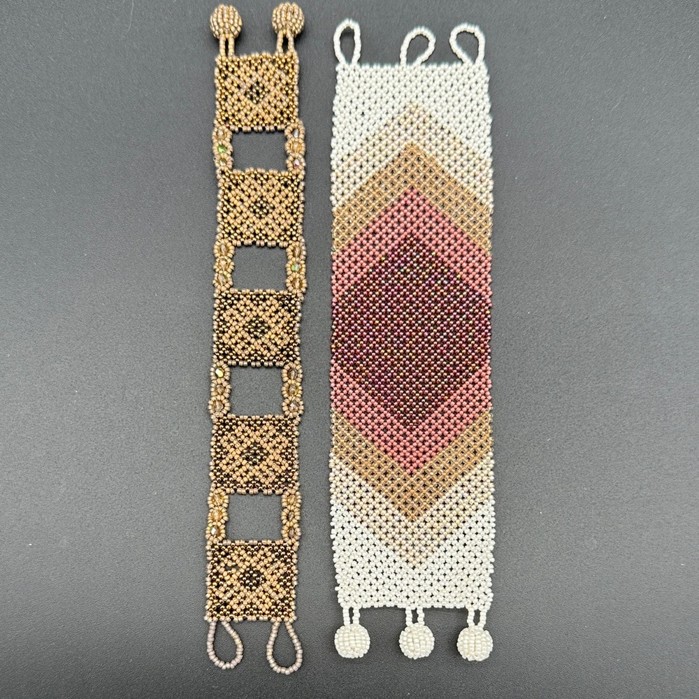 Beaded Bracelets in Brown and Pink
